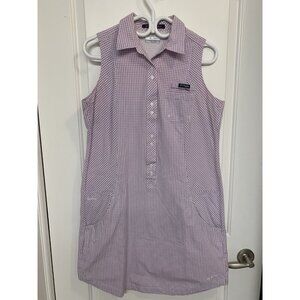 Columbia PFG Dress Large Sleeveless Super Bonehead Lilac Purple Plaid‎ Gorpcore
